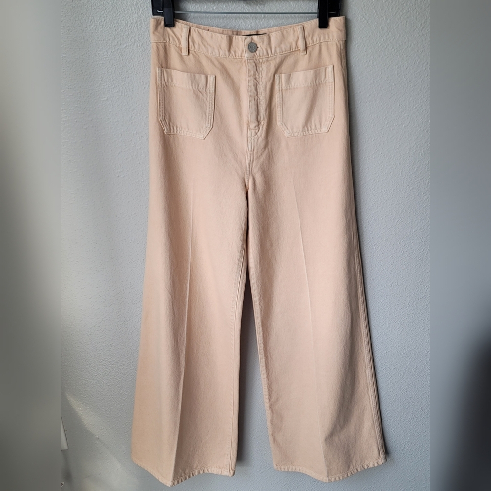 Joseph Brompton Wide Leg High Rise Jeans In Apricot Size 28